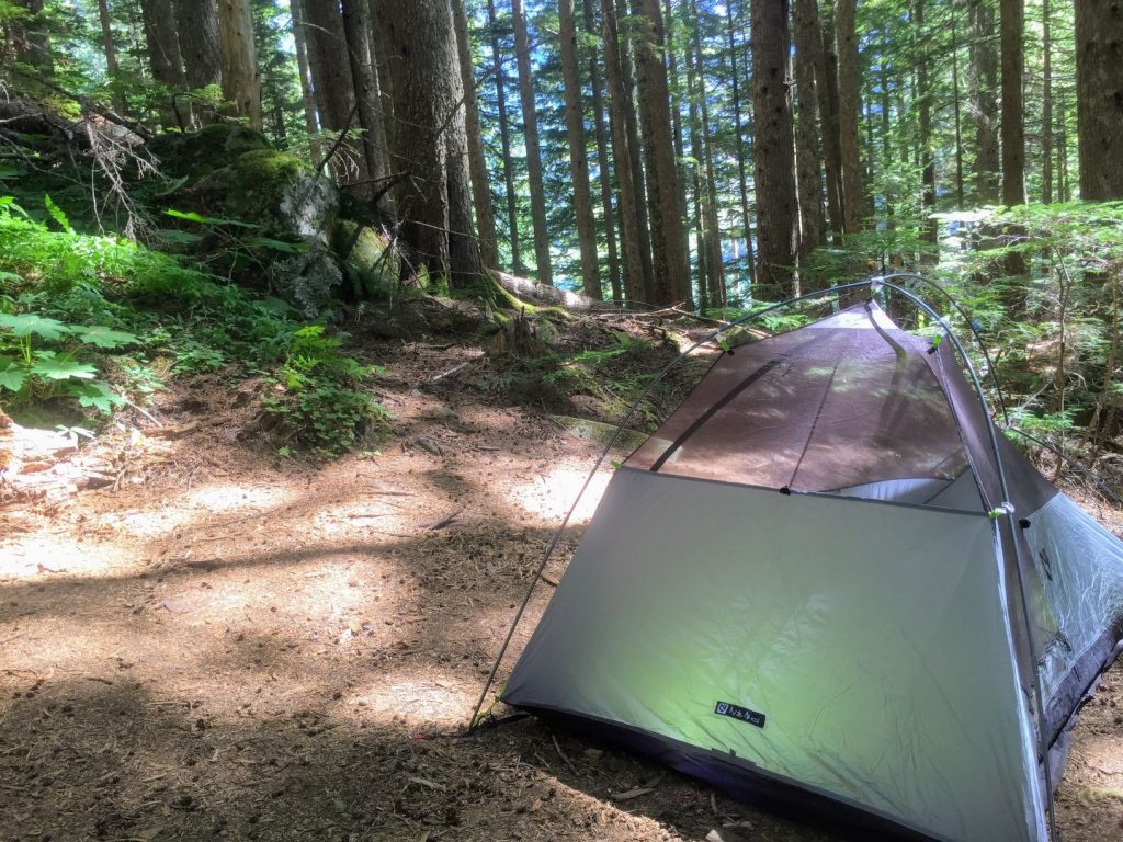 A tent in the woods