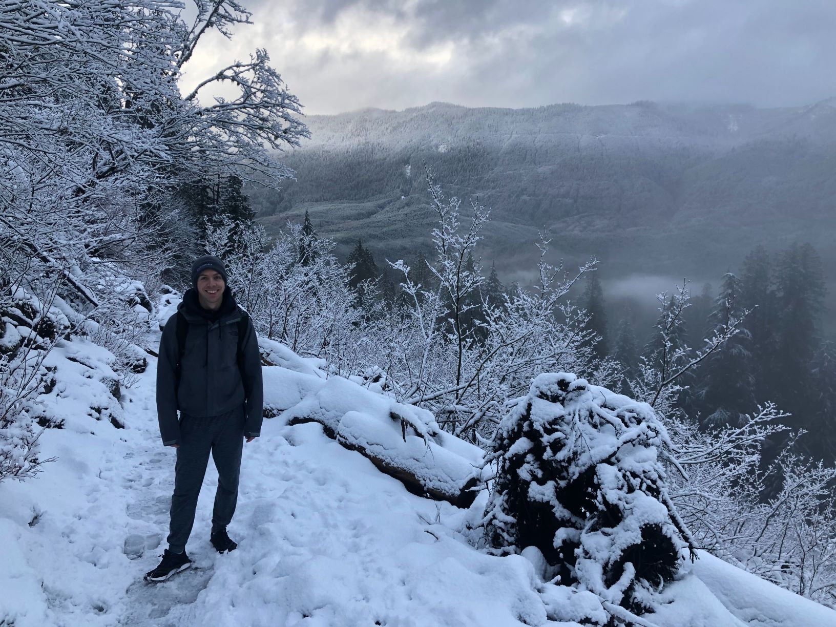 Andy on a hike in the snow